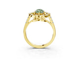 Yellow gold Fancy Green Marquise Cut Diamond Floral Halo Split Shank Prong Setting Ring_27