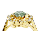 Yellow gold Fancy Green Marquise Cut Diamond Floral Halo Split Shank Prong Setting Ring_28