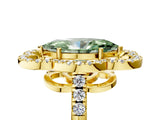 Yellow gold Fancy Green Marquise Cut Diamond Floral Halo Split Shank Prong Setting Ring_29