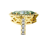 Yellow gold Fancy Green Marquise Cut Diamond Halo Engagement Ring with Pavé Band and Prong Setting_32