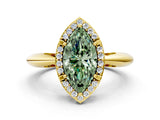 Yellow gold Fancy Green Marquise  Cut Diamond Halo Engagement Ring with Split Shank and Four-Prong Setting_90