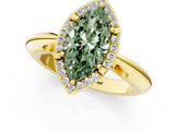 Yellow gold Fancy Green Marquise  Cut Diamond Halo Engagement Ring with Split Shank and Four-Prong Setting_91