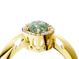 Yellow gold Fancy Green Marquise  Cut Diamond Halo Engagement Ring with Split Shank and Four-Prong Setting_94