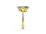 Yellow gold Fancy Green Marquise Cut Diamond Halo Pave Band with Four-Prong Setting_5