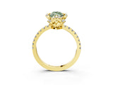 Yellow gold Fancy Green Marquise Cut Diamond Halo Pave Band with Four-Prong Setting_6