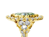 Yellow gold Fancy Green Marquise Cut Diamond Halo Ring with Pavé Band and Four-Prong Setting_63