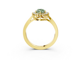 Yellow gold Fancy Green Marquise  Cut Diamond Halo Ring with Round Brilliant Halo and Solitaire Band_90