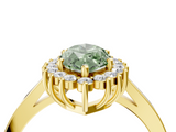Yellow gold Fancy Green Marquise  Cut Diamond Halo Ring with Round Brilliant Halo and Solitaire Band_91