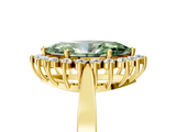Yellow gold Fancy Green Marquise  Cut Diamond Halo Ring with Round Brilliant Halo and Solitaire Band_92