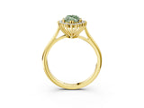Yellow gold Fancy Green Marquise  Cut Diamond Halo Ring with Solitaire Band and Prong Setting_73