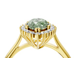 Yellow gold Fancy Green Marquise  Cut Diamond Halo Ring with Solitaire Band and Prong Setting_74