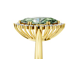 Yellow gold Fancy Green Marquise  Cut Diamond Halo Ring with Solitaire Band and Prong Setting_75
