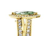 Yellow gold Fancy Green Marquise Cut Diamond Halo Ring with Split Shank Pavé Band and Four-Prong Setting_5