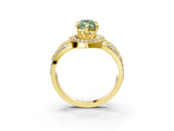Yellow gold Fancy Green Marquise Cut Diamond Halo Ring with Split Shank and Bezel Accents and Four-Prong Setting_3