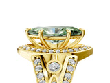 Yellow gold Fancy Green Marquise Cut Diamond Halo Ring with Split Shank and Bezel Accents and Four-Prong Setting_5