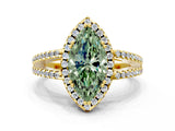 Yellow gold Fancy Green Marquise Cut Diamond Halo Split Shank Engagement Ring_39