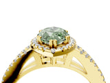 Yellow gold Fancy Green Marquise Cut Diamond Halo Split Shank Engagement Ring_43