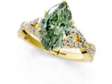 Yellow gold Fancy Green Marquise Cut Diamond  Halo Twist Band Solitaire Prong Setting Ring_13