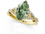 Yellow gold Fancy Green Marquise Cut Diamond  Halo Twist Band Solitaire Prong Setting Ring_49