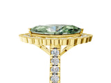 Yellow gold Fancy Green Marquise  Cut Diamond Milgrain Floral Halo Engagement Ring with Pavé Band_20