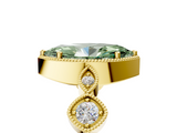 Yellow gold Fancy Green Marquise  Cut Diamond Milgrain Marquise Band with Prong Setting_8