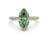 Yellow gold Fancy Green Marquise  Cut Diamond Pavé Band Ring with Four-Prong Setting_38