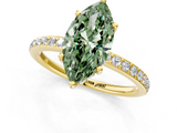 Yellow gold Fancy Green Marquise  Cut Diamond Pavé Band Ring with Four-Prong Setting_39
