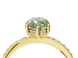 Yellow gold Fancy Green Marquise  Cut Diamond Pavé Band Ring with Four-Prong Setting_42