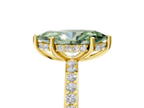 Yellow gold Fancy Green Marquise  Cut Diamond Pavé Band Ring with Four-Prong Setting_43