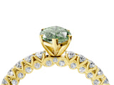 Yellow gold Fancy Green Marquise Cut Diamond Pavé Band Solitaire Ring with Prong Setting_49