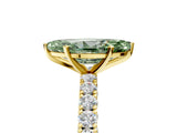 Yellow gold Fancy Green Marquise Cut Diamond Pavé Band Solitaire Ring with Prong Setting_50