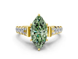 Yellow gold Fancy Green Marquise  Cut Diamond Pavé Band Solitaire with Four-Prong Setting_18