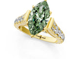 Yellow gold Fancy Green Marquise  Cut Diamond Pavé Band Solitaire with Four-Prong Setting_19