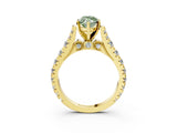 Yellow gold Fancy Green Marquise  Cut Diamond Pavé Band Solitaire with Four-Prong Setting_21