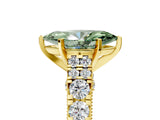 Yellow gold Fancy Green Marquise  Cut Diamond Pavé Band Solitaire with Four-Prong Setting_23