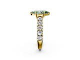 Yellow gold Fancy Green Marquise  Cut Diamond Pavé Band Solitaire with Four-Prong Setting_5