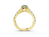 Yellow gold Fancy Green Marquise  Cut Diamond Pavé Band Solitaire with Four-Prong Setting_6