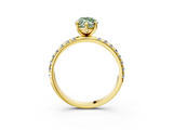 Yellow gold Fancy Green Marquise  Cut Diamond Pavé Band Solitaire with Four-Prong Setting_6