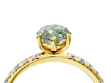 Yellow gold Fancy Green Marquise  Cut Diamond Pavé Band Solitaire with Four-Prong Setting_7