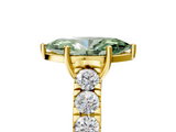 Yellow gold Fancy Green Marquise  Cut Diamond Pavé Band Solitaire with Four-Prong Setting_8
