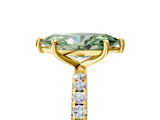 Yellow gold Fancy Green Marquise  Cut Diamond Pavé Band Solitaire with Four-Prong Setting_8