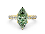 Yellow gold Fancy Green Marquise  Cut Diamond Pavé Band with Four-Prong Setting_40