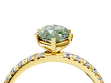 Yellow gold Fancy Green Marquise  Cut Diamond Pavé Band with Four-Prong Setting_44