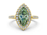 Yellow gold Fancy Green Marquise Cut Diamond Pavé Halo Ring with Four-Prong Setting_36