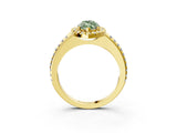 Yellow gold Fancy Green Marquise Cut Diamond Pavé Halo Ring with Four-Prong Setting_39