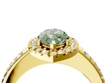 Yellow gold Fancy Green Marquise Cut Diamond Pavé Halo Ring with Four-Prong Setting_40