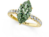 Yellow gold Fancy Green Marquise Cut Diamond Pavé Solitaire Engagement Ring with Four-Prong Setting_90