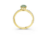 Yellow gold Fancy Green Marquise Cut Diamond Pavé Solitaire Engagement Ring with Four-Prong Setting_92