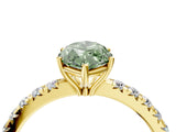 Yellow gold Fancy Green Marquise Cut Diamond Pavé Solitaire Engagement Ring with Four-Prong Setting_93