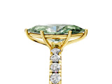 Yellow gold Fancy Green Marquise Cut Diamond Pavé Solitaire Engagement Ring with Four-Prong Setting_94
